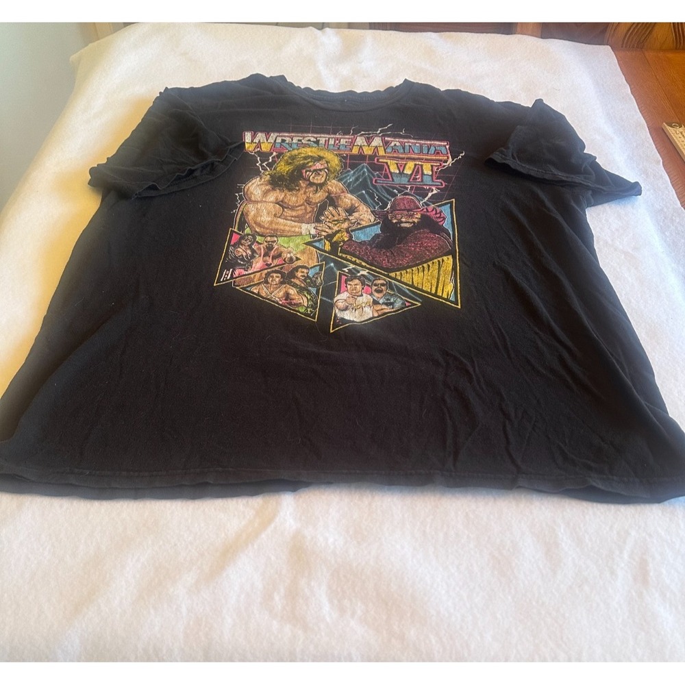 WWE VI Wrestle Mania T Shirt Mens XL Ultimate Warrior Macho Man Randy Savage Vtg